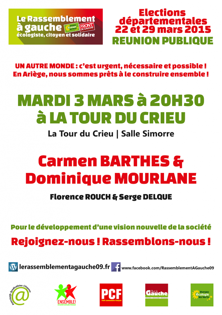 Réunion publique le 03/03/2015 à La Tour du Crieu, canton Pamiers 2