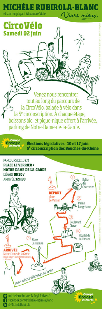 flyer de la CircoVélo, déambulation à Vélo dans la 5e circonscription Marseille