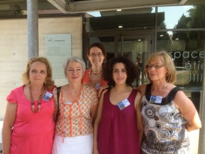 Ghislaine Durand (enseignante, présidente de l'association regards de femmes tsiganes), Véronique Moreira, Lela Bencharif, Marie-Odile Novelli (vice-présidentes EELV de la Région Rhône-Alpes), Emeline Baume (second rang, élue EELV à la ville de Lyon et au Grand Lyon).