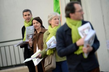 Christophe Najdovski , Cécile Duflot et Evelyne Honoré lors de la vague verte du 12 mars 2014