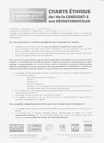 Charte éthique des candidatEs aux départementales 2015, signée par Gérard DURAND