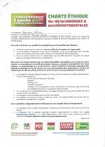 Charte éthique des candidatEs aux départementales 2015, signée par Sandrine LONGIS
