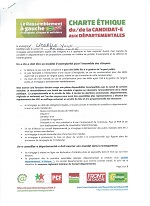 Charte éthique des candidatEs aux départementales 2015, signée par Yvon LASSALLE