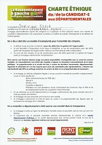 Charte éthique des candidatEs aux départementales 2015, signée par Dominique SOULA