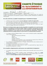 Charte éthique des candidatEs aux départementales 2015, signée par Michel LARIVE