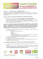 Charte éthique des candidatEs aux départementales 2015, signée par Maryse GARGAUD