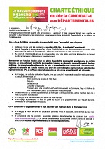 Charte éthique de la candidate aux départementales 2015, signée par Monique LE MINEZ
