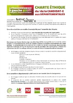 Charte éthique des candidatEs aux départementales 2015, signée par Carmen BARTHES