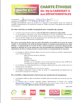 Charte éthique des candidatEs aux départementales 2015, signée par Dominique MOURLANE