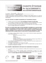 Charte éthique des candidatEs aux départementales 2015, signée par Florence CORTES