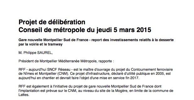 projet de deliberation Metropole Gare de la Mogere