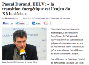 Pascal Durand, EELV: « la transition énergétique est l’enjeu du XXIe siècle »