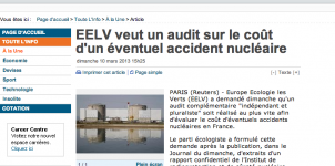 reuters audit cout accident nucléaire