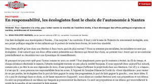 En responsabilité, les écologistes font le choix de l’autonomie à Nantes
