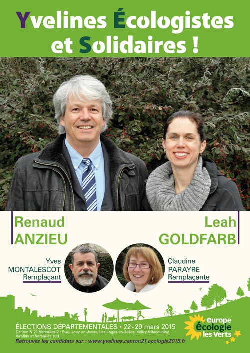 canton 21 Versailles-2 candidats EELV pour les élections départementales 2015 Yvelines