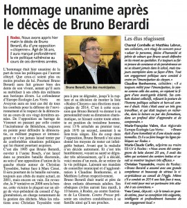 Hommage unanime après le décès de Bruno Berardi