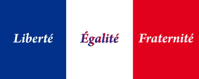 illustration du drapeau français avec au-dessus les mot liberté, égalité et fraternité
