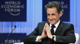 France's President Nicolas Sarkozy attends a session at the World Economic Forum in Davos