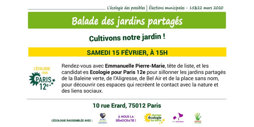 Emmanuelle PIERRE-MARIE EELV Paris 12 l'Écologie pour Paris Balade Élections Municipales